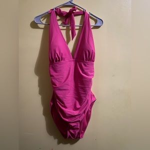 Tommy Hilfiger Shirred Halter One Piece Swimsuit